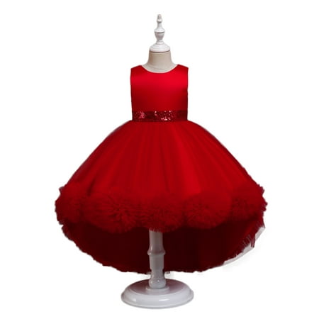 

elfinBE Baby Girl Swallow Tail Solid Color Bow Elegant Princess Mesh Tulle Dress 2-10T