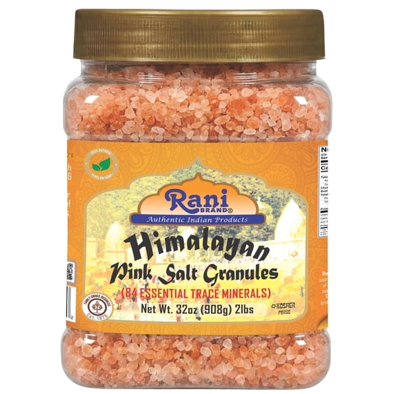 Rani Himalayan Pink Salt Granules (84 Essential Trace Minerals) 32oz (2lbs) 908g PET Jar ~ All Natural | Vegan | Gluten Friendly | NON-GMO | Kosher | Indian Origin