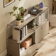 thumbnail image 6 of Cottinch 2-Tier Accent Cabinet,Metal Storage Cabinets with 2 Doors,Open Shelf,Freestanding Organizer for Living Room,Brown, 6 of 8