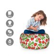 thumbnail image 2 of Floral Storage Toy Bag Chair, Strawberries with Flowers and Leaves Summer Season Themed Eating Food, Stuffed Animal Organizer Washable Bag, Small Size, Vermilion Green Pink, by Ambesonne, 2 of 3