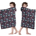 thumbnail image 4 of Dark Colorful Unicorn Pattern Hooded Bath Towel，50"x30" for Ages 3 To 12 Kids, Quick Dry Lightweight Soft Microfiber Hood Beach Towel Cover Up for Kids, 4 of 7