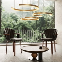 JERFIT Mid-Century Modern Swivel Dining Chairs, Set of 2 PU Leather Accent Chairs with Bentwood Design for Kitchen and Dining Room, Black