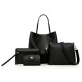 thumbnail image 1 of Women's Leather Shoulder Bag with 4 Piece Simple Large Capacity Phone Pouch for Dating Shopping, 1 of 5