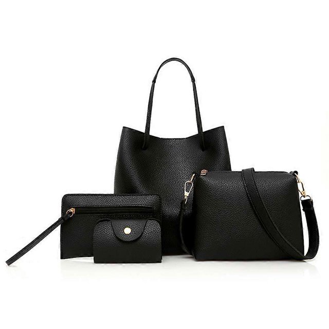 Women's Leather Shoulder Bag with 4 Piece Simple Large Capacity Phone Pouch for Dating Shopping