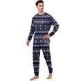 thumbnail image 2 of Yuaguia Christmas Family Matching Pajamas Set, Long Sleeve Tree Snowflake Fair Isle Tops Blue Plaid Pants, Holiday Sleepwear Loungewear Sets for Men Women Kids Baby, 2 of 6