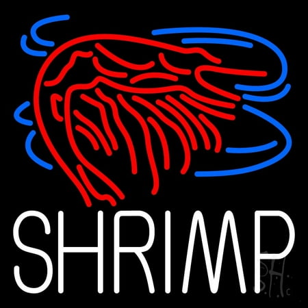 

Shrimp Block LED Neon Sign 16 Tall x 16 Wide - inches Black Square Cut Acrylic Backing with Dimmer - Premium built indoor Sign for Club Home décor Event Workshop Storefront.