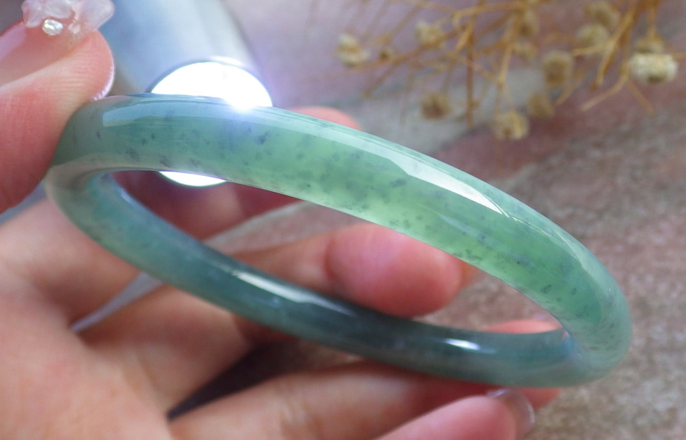 Icy Green Natural A JADE Jadeite Circle Bangle Bracelet 58 mm 682151 TN