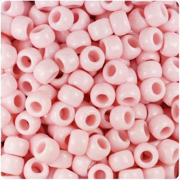 BeadTin Our Ladys Pink Opaque 9mm Barrel Pony Beads (500pc)
