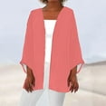 thumbnail image 4 of Scyoekwg Cardigans for Women Trendy 3/4 Sleeve Casual Lightweight Solid Color Open Front Medium Length Sleeve Cardigan Loose Cardigan(Pink,XL), 4 of 6
