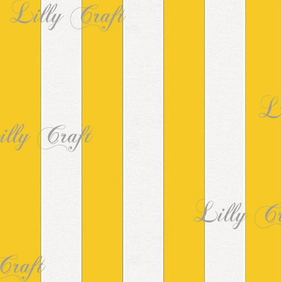 Yellow White 2" Stripes Poly Cotton Fabric - Sold By The Yard - 58" / 59"