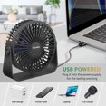 thumbnail image 4 of Ventilador de escritorio FARADAY USB de 5 pulgadas, 3 velocidades, rotación de 360°, negro, 4 of 7