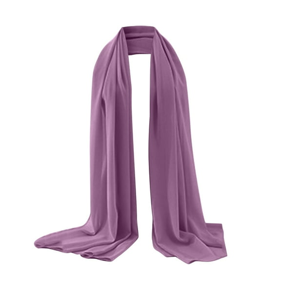 MEICHEN Scarf for Women Soft Solid Color Shawl Silk Scarf Elegant Pearl Chiffon Shawl Muslim Hijab Lightweight Silk Scarf Purple