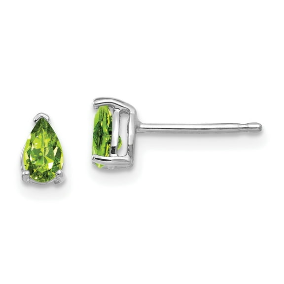 Primal Gold 14 Karat White Gold 5x3mm Pear Peridot Earrings