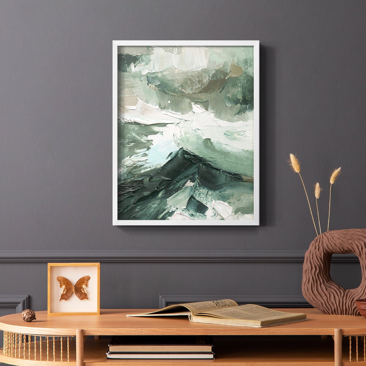 Crashing II Framed Print in White Solid Wood Framed Print No Nail Hanging