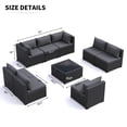 thumbnail image 2 of MRUAKA 9 Pieces Patio Conversation Set, Outdoor Sectional PE Rattan Wicker Furniture Seat,Gray, 2 of 7