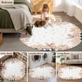 thumbnail image 5 of Round Area Rug 4 Ft, Pink Easter Washable Non-Slip Circle Carpet for Living Room/Bedroom, Spring Floral Farmhouse Eggs Black Plaid Low-Profile Crawling Mats Collection Rugs for Indoor, 5 of 7