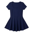 thumbnail image 7 of Fwqbns Women's A-Line Mini Dress Casual Sexy Square Neck Short Sleeve Ruched Tiered Ruffle Hem Flowy Club Party Dress Navy, 7 of 7