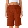 thumbnail image 7 of ClodeEU Women's Elastic Waist Drawstring Cargo Shorts,Loose Fit Shorts with Pockets Summer Outdoor Orange,Women's Plus S, 7 of 7