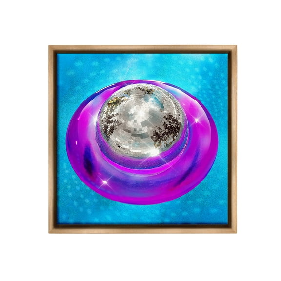 Stupell Industries Disco Ball in Pool Abstract Painting Brown Floater Framed Canvas Art Print Wall Art, 18 x 18