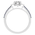 thumbnail image 3 of Dazzlingrock Collection IGI Certified 5.8mm Center & Side White Diamond Halo Style with Sided Blue Sapphire Shank Engagement Ring for Women in 14K White Gold, Size 4.5, 3 of 7