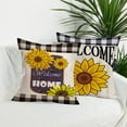 thumbnail image 3 of Welcome Sunflower Summer Farmhouse Pillow Covers Set of 4 Black White Buffalo Plaids with Insect Daisy Floral Ladybug Throw Pillow Cases 20x20 Inch Cotton Linen Cushion Cover for Sofa Couch, 3 of 6