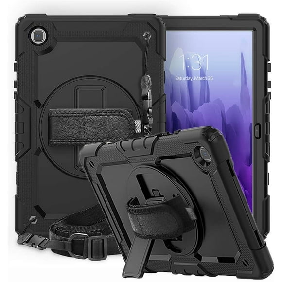 Galaxy Tab A7 10.4 Inch 2020 Case (SM-T500/T505/T507), [Built in Screen Protector] Shockproof Heavy Duty Protective Cases with Handle Stand Rugged Cover for Samsung Galaxy A7 Tablet, Black