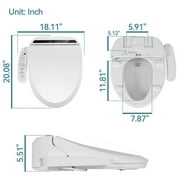 FULLWATT Electric Bidet Toilet Seat Automatic Heated Elongated Toilet Seat with Remote Control LED Night Light (White)