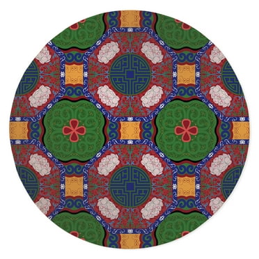 Ming Red and Green Area Rug by Kavka Designs