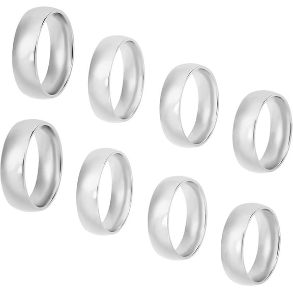 1box 8pcs 4 Sizes Stainless Steel Finger Rings Fashion Midi Rings Comfort Fit Size 6/7/8/9 Rings 6mm Wide Simple Smooth Finger Rings set Plain Band Rings Knuckle Rings