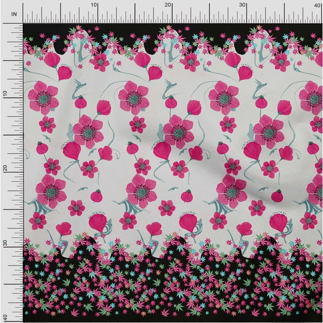 oneOone Polyester Lycra Fabric Artistic Flower Panel Print Fabric By Yard 56 Inch Wide