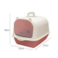 thumbnail image 3 of Fully Enclosed Cat Toilet Durable with Front Door Flap Hooded Cat Pink White, 3 of 8