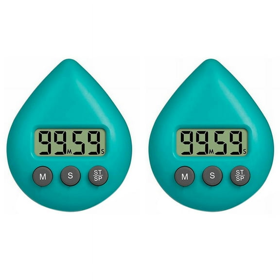 2X Silent Non-Ticking Battery Operated Shower Timer, Waterproof Digital Small Size Cute Timer Green
