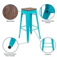 thumbnail image 5 of Flash Furniture Cierra 30" High Metal Indoor Bar Stool with Wood Seat in Teal - Stackable Set of 4, 5 of 13