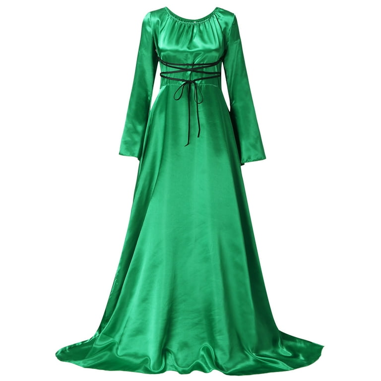 NIEWTR Dress Women Long Sleeve Maxi Robe Vintage Fairy Elven Dress  Renaissance Celtic Viking Gothic Clothing Fantasy Ball Gown(XL,Green) -  Walmart.com