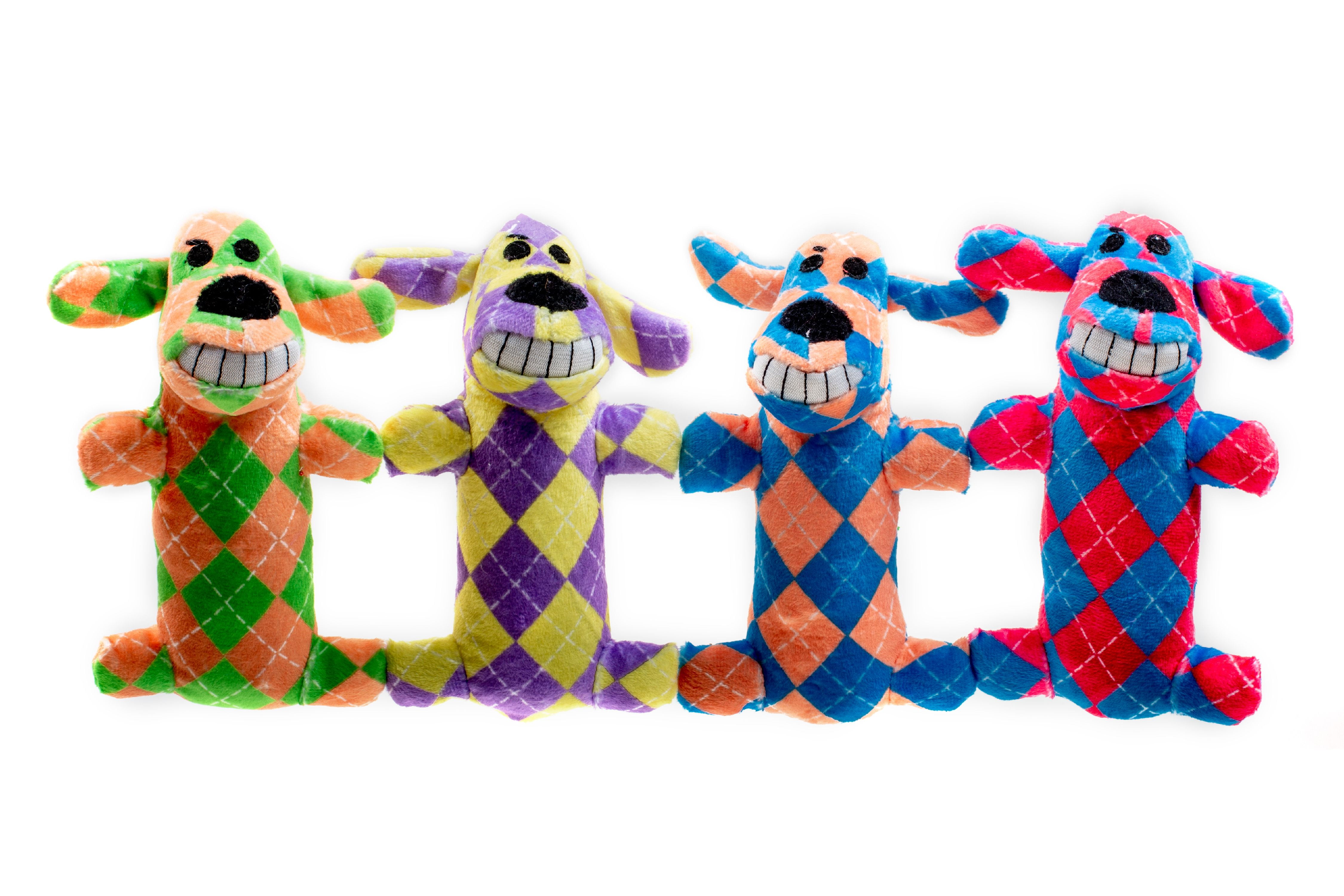 Multipet Smiling Loofa Plush Dog Toy, 6", Colors May Vary