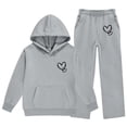 thumbnail image 2 of Fjofpr Girl's Tracksuits 2 Pieces Outfits Winter Printed Hooded Sweatshirt Wide-Leg Pants Casual Sports Fleece-Lined Warmth Two-Piece Set Kids 5-14 Years, 2 of 7