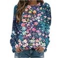 thumbnail image 2 of CLOISE Sweatshirts for Women Flower Print Oversized Sweatshirts Crew Neck Long Sleeve Hoodies Shirts Multicolor Raglan Basic Tops Fall Soft Y2k Outfits XL, 2 of 5
