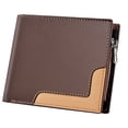 thumbnail image 1 of 1 Uds. Cartera de PU de estilo corto para hombre, billetera de empalme con cremallera cero, bolso para tarjetas múltiples, monedero, 1 of 5