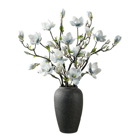 White Magnolia Artificial Flowers - 32 Inch Long Stem Magnolia Bouquet, Multi-Head Flowers for Wedding Backdrop, Centerpiece, Garden, Tall Vase & Living Room Decor