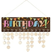 DIY Wooden Calendar Birthday Reminder Family Wall Hanging Board Plaque with Wooden Ornaments Blank Slices for Family Friends Birthday Reminder Home Wall Decor-Birthday DIY