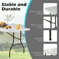 thumbnail image 4 of CL.HPAHKL 8 Foot Plastic Folding Table with Carrying Handle, Fold in Half Foldable Heavy Duty Table, Folding Camping Table with Sturdy Steel Frame for Indoor Outdoor Camping, Picnic and Party, White, 4 of 8