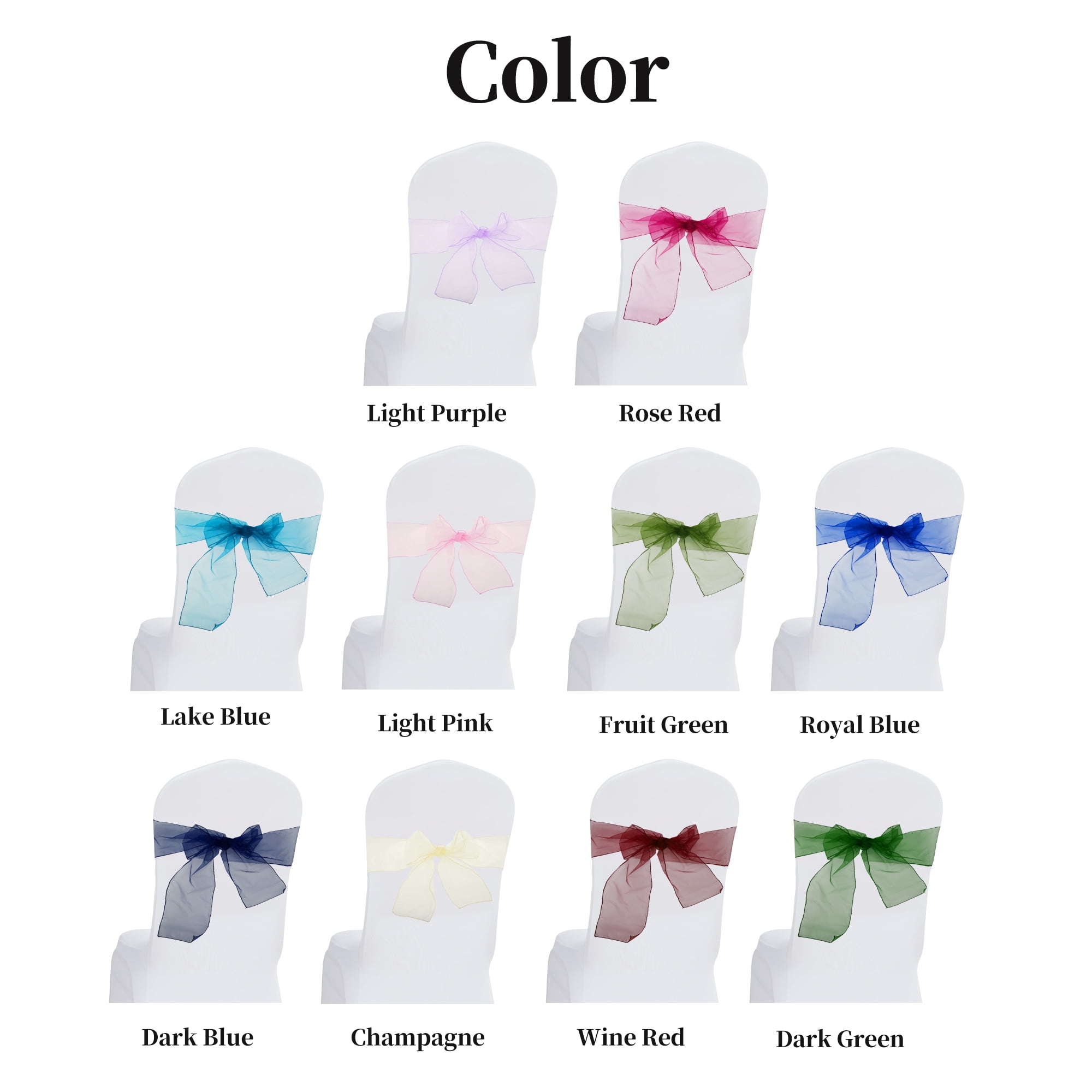 Unique Bargains 20 Pcs Organza Chair Sashes Self Tie Chair Ribbons for Events