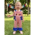 thumbnail image 6 of BemeyourBBs Kids Toddler Baby Girl 4th of July Outfit Patriot Independent Day Clothes Summer Romper Overalls Sleeveless Stars and Stripes Print Bow Jumpsuit Toddler Baby Girl Fourth of July Outfit, 6 of 9