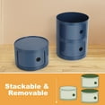 thumbnail image 3 of 3 Drawer Sliding Barrel Modern Bedroom Nightstand, Navy Blue, 3 of 8