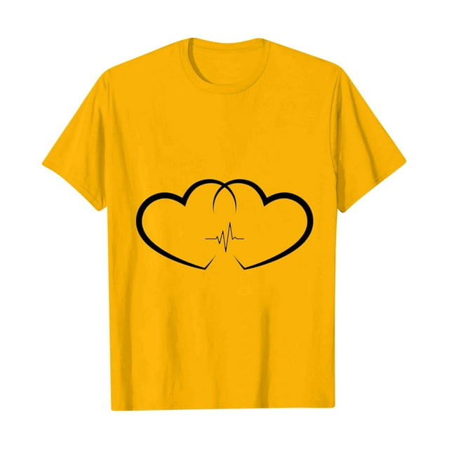 Posijego T-Shirts Graphiques Cœur pour Femmes Saint-Valentin Manches Courtes T-Shirts d'Été Mignons Col Rond Décontractés