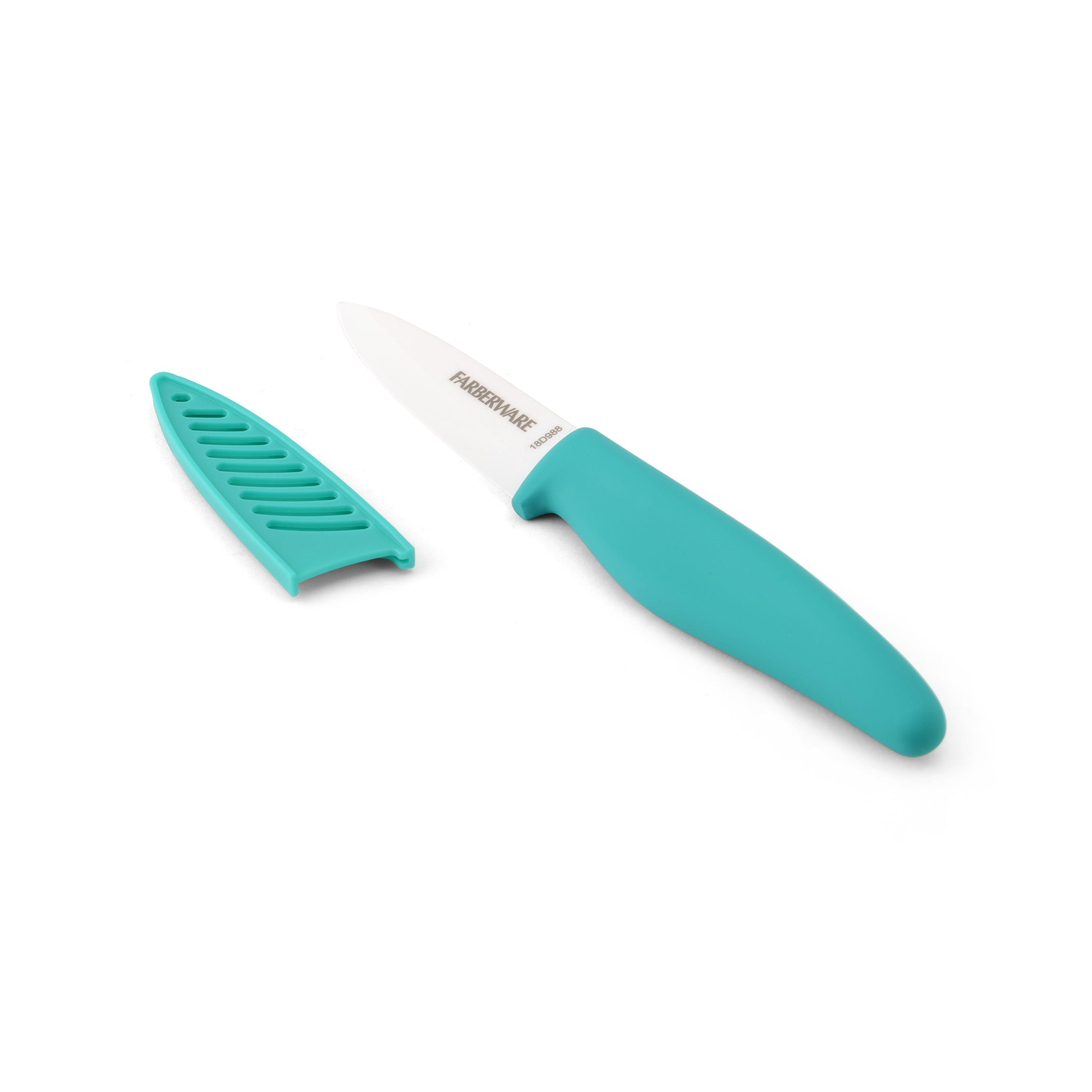 Farberware Colourworks 3 Inch Paring Knife with Blade Cover, Teal