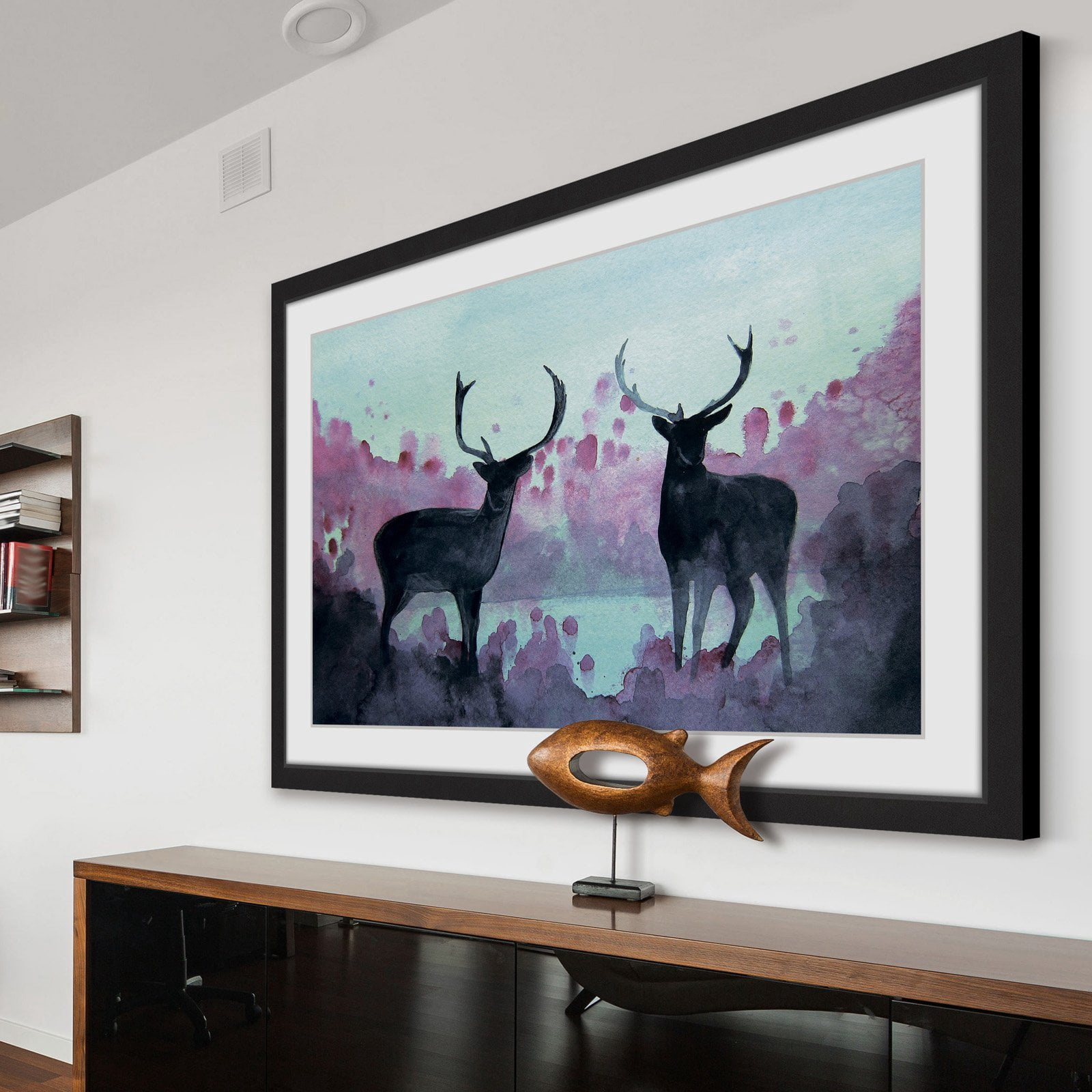 Marmont Hill "Watercolor Moose" by Christine Lindstrom Framed Painting Print