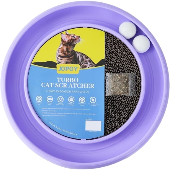JOPOY Cat scratcher toy ball track for indoor cats ，Round Interactive scratching Board