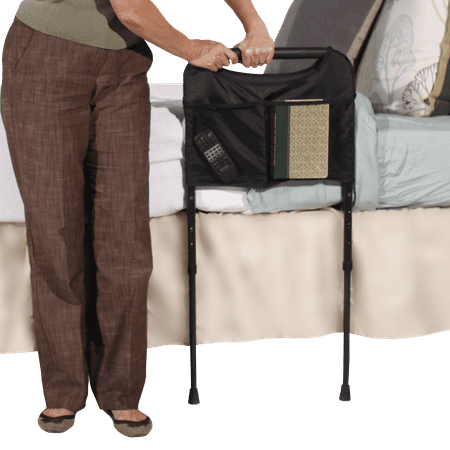 Able Life Bedside Sturdy Rail Elderly Home Bed Handle with Adjustable Legs and Organizer
