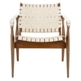 thumbnail image 2 of SAFAVIEH Couture Dilan Modern Leather Solid Safari Chair, Cream/Light Brown, 2 of 13